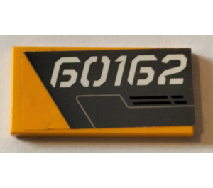 LEGO Orange clair brillant Tuile 2 x 4 avec '60162' (Model Droite) Autocollant (87079)