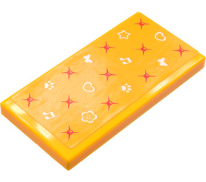 LEGO Orange clair brillant Tuile 2 x 4 avec Cœurs, Star, Butterflies, Music Notes, Paw Prints, Fleur et rouge Mattress Buttons Autocollant (87079)
