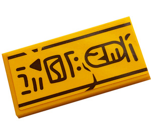 LEGO Orange clair brillant Tuile 2 x 4 avec Hieroglyphs Autocollant (87079)