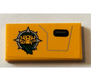LEGO Orange clair brillant Tuile 2 x 4 avec Jungle logo et Porte Manipuler (Model La gauche) Autocollant (87079)