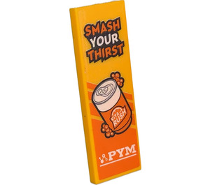 LEGO Bright Light Orange Tile 2 x 6 with Can of ‘ViTA RUSH’ with ‘SMASH YOUR THIRST’ Sticker (69729)
