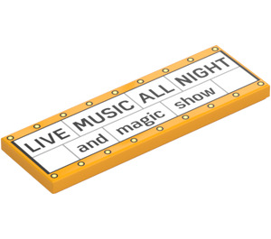 LEGO Lysorange Flise 2 x 6 med "LIVE musik ALL NIGHT og Magi show" (69729 / 101790)