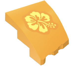 LEGO Bright Light Orange Wedge 2 x 3 Left with Hibiscus Flower (Back) Sticker (80177)