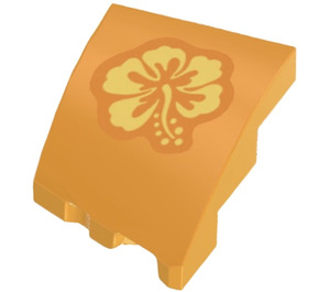 LEGO Bright Light Orange Wedge 2 x 3 Right with Hibiscus Flower (Back) Sticker (80178)