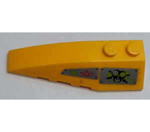 LEGO Lysorange Kile 2 x 6 Dobbelt Venstre med Caution Trekant, Biohazard Symbol Klistermærke (41748)