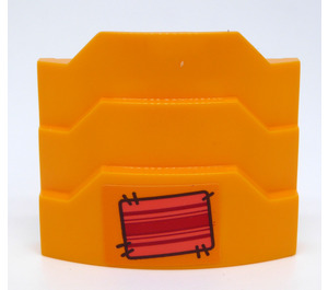 LEGO Bright Light Orange Wedge 3 x 4 with Stepped Sides with Red Carpet Sticker (66955)