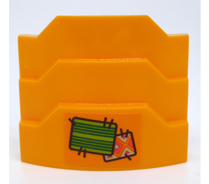 LEGO Bright Light Orange Wedge 3 x 4 with Stepped Sides with Two Carpets Sticker (66955)