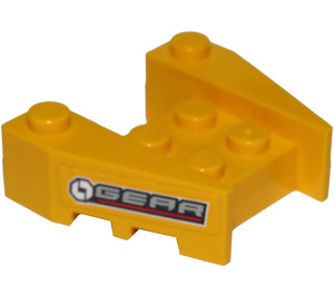LEGO Bright Light Orange Wedge Brick 3 x 4 with 'GEAR' on Both Sides Sticker with Stud Notches (50373)
