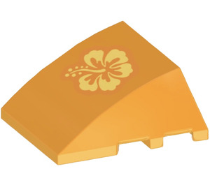 LEGO Bright Light Orange Wedge Curved 3 x 4 Triple with Hibiscus Flower (Left) Sticker (64225)