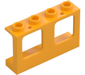 LEGO Leuchtendes helles Orange Fensterrahmen 1 x 4 x 2 mit hohlen Noppen (61345)