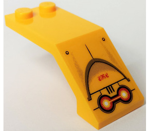 LEGO Orange clair brillant Pare-brise 2 x 5 x 1.3 avec Feu Cores, rouge Alien Characters Autocollant (6070)