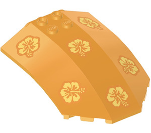 LEGO Bright Light Orange Windscreen 6 x 8 x 2 Curved with 6 x Hibiscus Flower Sticker (40995)