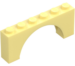 LEGO Leuchtendes Hellgelb Bogen 1 x 6 x 2 Mittlere Dicke oben (15254)