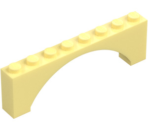 LEGO Lysegul Hvælving 1 x 8 x 2 Hævet, tynd top uden forstærket underside (16577 / 40296)