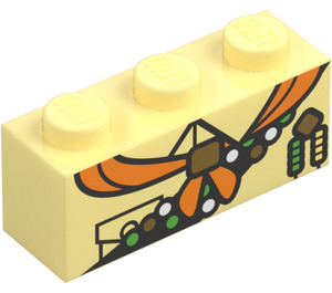 LEGO Jaune Clair Brillant Brique 1 x 3 avec Russell Poitrine avec Orange Neckerchief (3622)