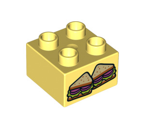 LEGO Bright Light Yellow Duplo Brick 2 x 2 with Sandwiches (3437 / 19343)