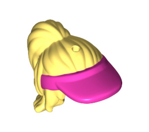 LEGO Bright Light Yellow Hair with Ponytail and Pink Sun visor (15693)