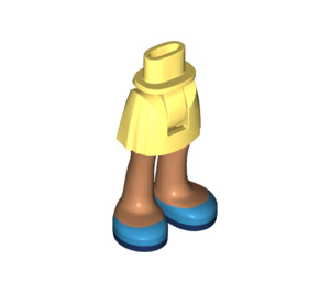 LEGO Jaune clair brillant Hanche avec Basic Incurvé Skirt avec Dark Azure Shoes avec charnière épaisse (23896 / 35614)