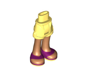 LEGO Bright Light Yellow Hip with Rolled Up Shorts with Purple Sandals with Thick Hinge (11403)