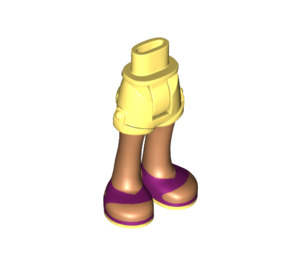 LEGO Bright Light Yellow Hip with Rolled Up Shorts with Purple Sandals with Thick Hinge (11403 / 35556)