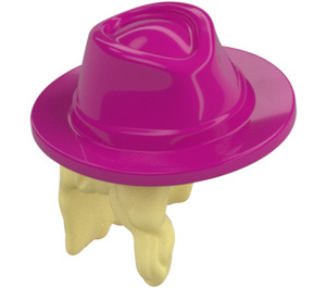 LEGO Bright Light Yellow Long Wavy Hair with Magenta Cowboy Hat  (79989 / 106161)