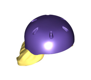 LEGO Bright Light Yellow Mid-Length Hair with Dark Purple Sports Helmet (76416)