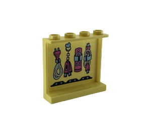 LEGO Bright Light Yellow Panel 1 x 4 x 3 with plug and USB flash drives Sticker with Side Supports, Hollow Studs (35323)