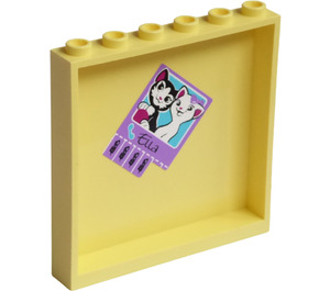 LEGO Jaune clair brillant Panneau 1 x 6 x 5 avec 2 Cats 'ella' Autocollant (59349)