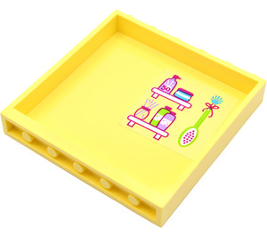 LEGO Bright Light Yellow Panel 1 x 6 x 5 with Bathroom Accessories Sticker (59349)