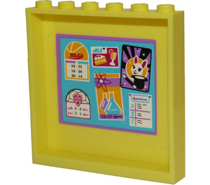 LEGO Bright Light Yellow Panel 1 x 6 x 5 with Hlc Message Board / Bulletin Sticker (59349)