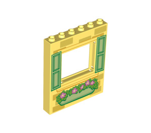 LEGO Bright Light Yellow Panel 1 x 6 x 6 with Window Cutout with Green shutters (15627 / 21443)