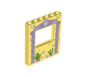 LEGO Bright Light Yellow Panel 1 x 6 x 6 with Window Cutout with Purple arch way (15627 / 24814)