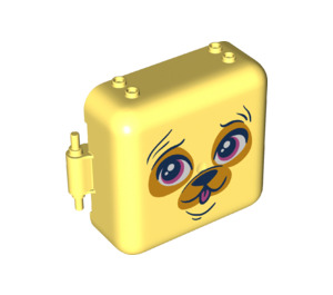 LEGO Helles Hellgelb Play Cube Box 3 x 8 mit Scharnier mit Hund Gesicht (64462 / 72462)