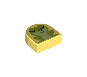 LEGO Bright Light Yellow Tile 1 x 1 Half Oval with Frog (24246 / 90937)