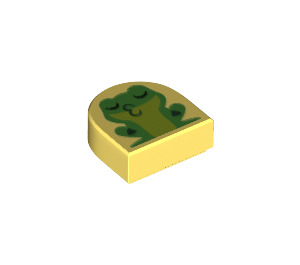 LEGO Bright Light Yellow Tile 1 x 1 Half Oval with Frog (24246 / 90938)