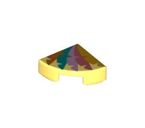 LEGO Jaune Clair Brillant Tuile 1 x 1 Trimestre Cercle avec Rainbow Étoiles (25269 / 67214)