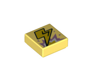 LEGO Amarillo claro brillante Plana 1 x 1 con Lightning Bolt con ranura (3070 / 69463)