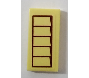 LEGO Bright Light Yellow Tile 1 x 2 with Shutters right Sticker with Groove (3069)