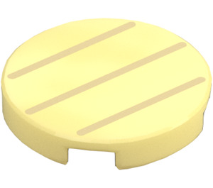 LEGO Giallo chiaro brillante Piastrella 2 x 2 Rotondo con Lines con supporto per bottoncino alla base (14769 / 69088)