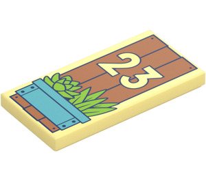 LEGO Bright Light Yellow Tile 2 x 4 with “23” and Plants (87079 / 101278)