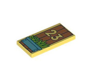 LEGO Bright Light Yellow Tile 2 x 4 with “23” and Plants (87079 / 101278)