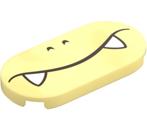 LEGO Bright Light Yellow Tile 2 x 4 with Rounded Ends with Boom Boom Mouth (66857 / 79539)