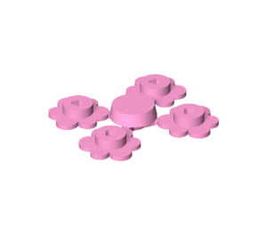 LEGO Klar rosa 4 Blomst Heads på Sprue (3742 / 56750)