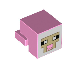 LEGO Klar rosa Dyr Hode med Sheep Ansikt med Hvit Background og Beige Outline (103728 / 106290)