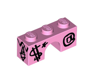 LEGO Bright Pink Arch 1 x 3 with $ and @ Graffiti (4490 / 17019)