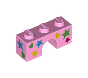 LEGO Leuchtend rosa Bogen 1 x 3 mit Multicolour Herzen und Stars (4490 / 38930)