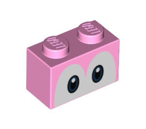 LEGO Bright Pink Brick 1 x 2 with Eyes with Bottom Tube (68946 / 101881)