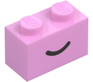 LEGO Klarrosa Kloss 1 x 2 med Smile med bottenrör (102574 / 102701)