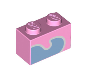 LEGO Leuchtend rosa Backstein 1 x 2 mit Unikitty shape mit Unterrohr (3004 / 47791)