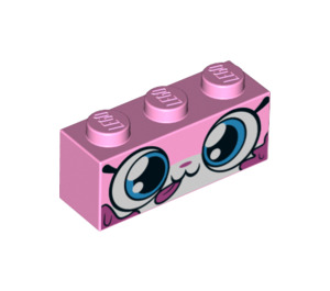 LEGO Leuchtend rosa Backstein 1 x 3 mit Katze Gesicht 'Dessert Unikitty' (3622 / 38906)